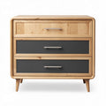 Kast van grenenhout met drie lades en zwart accent 60 x 40 x 50cm