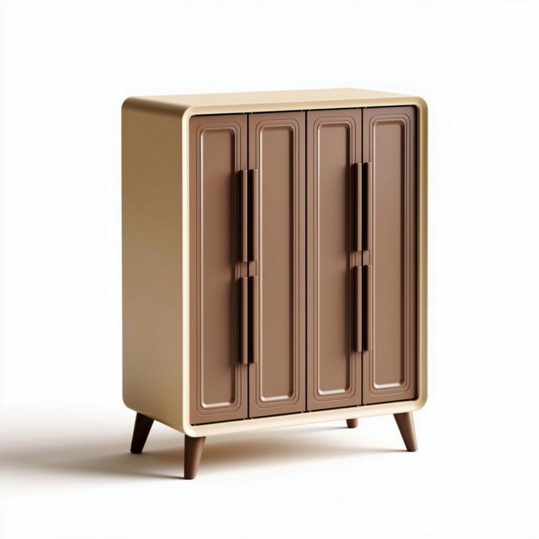 Kast van hout 60 x 40 x 80 cm met bruine en beige afwerking
