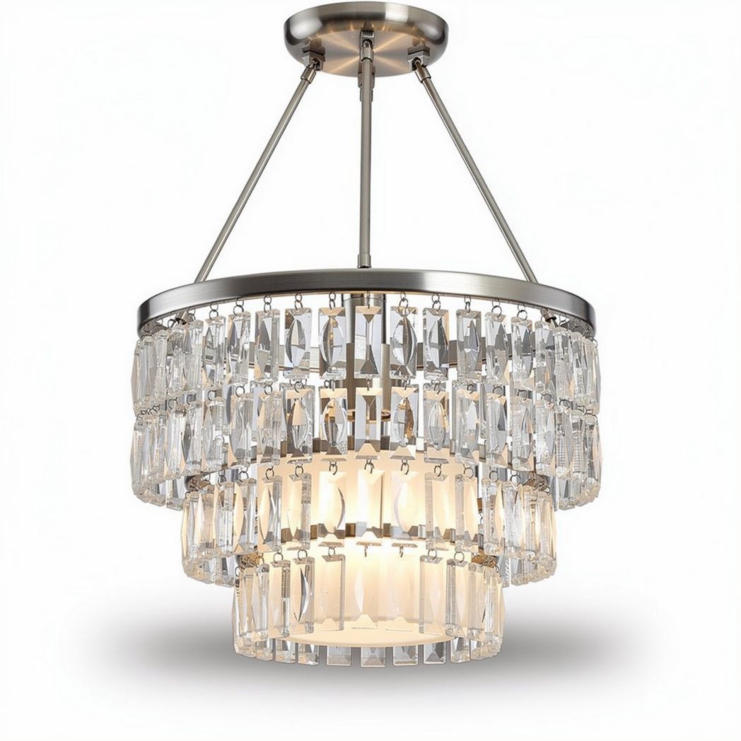 Hanglamp van kristal met metalen ophangbeugel en een diameter van 30 cm
