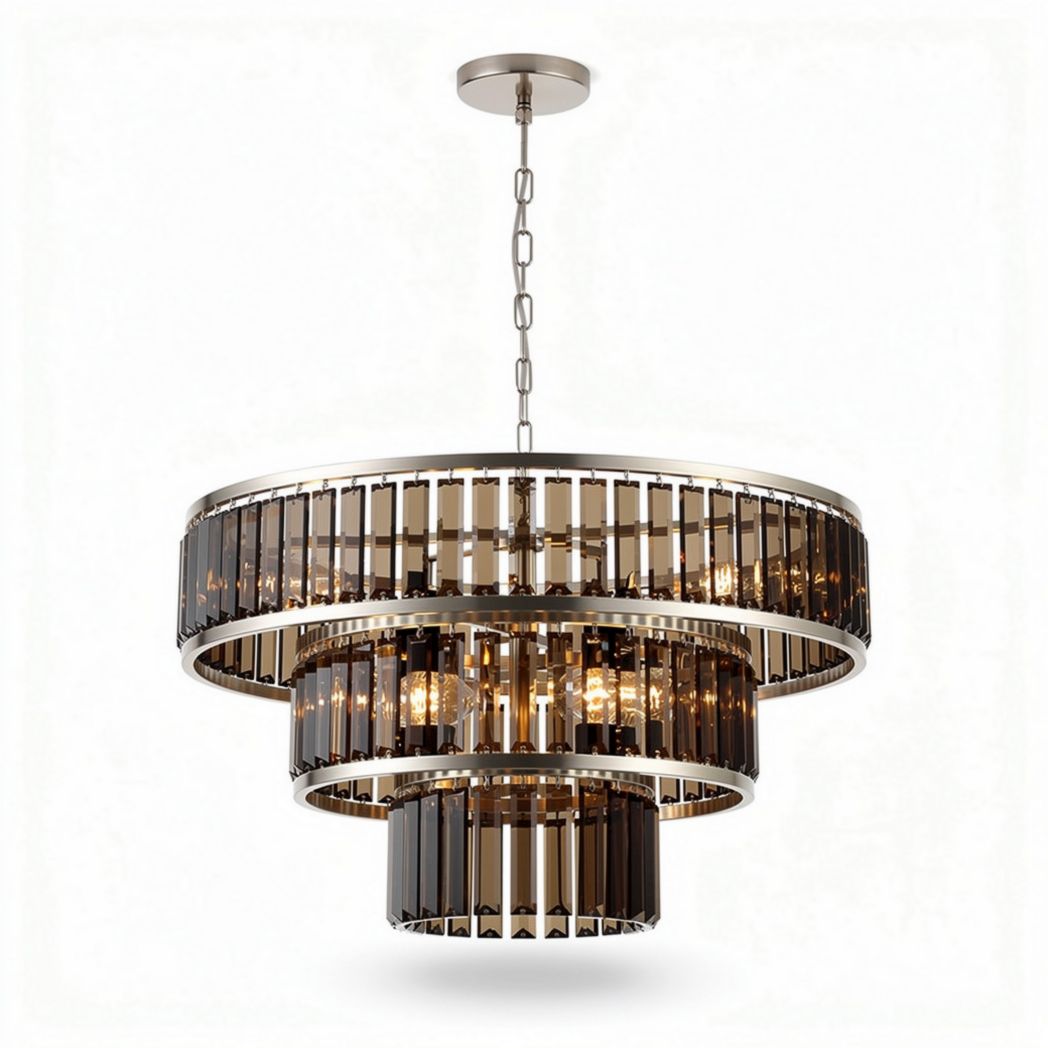 Hanglamp met geslepen glazen decoratie in goud en zwart 40 x 40 x 25cm