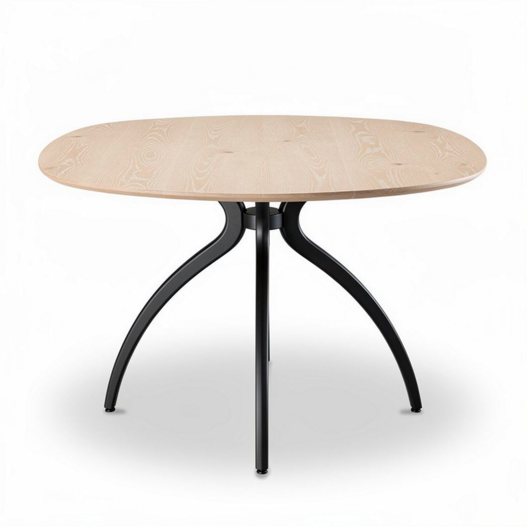 Ronde eettafel van hout en metaal 120 x 80 x 75cm naturel kleur