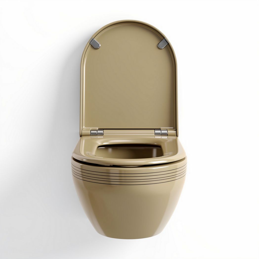 Hangtoilet bruin keramiek met afmetingen 70 x 38 x 40cm