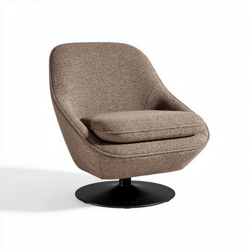 Zwenstoel met draaibasis van stof in bruin 75 x 75 x 90cm